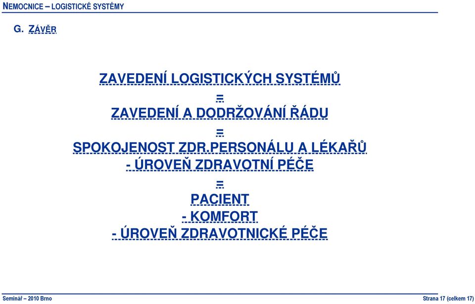 PERSONÁLU A LÉKAŘŮ - ÚROVEŇ ZDRAVOTNÍ PÉČE = PACIENT