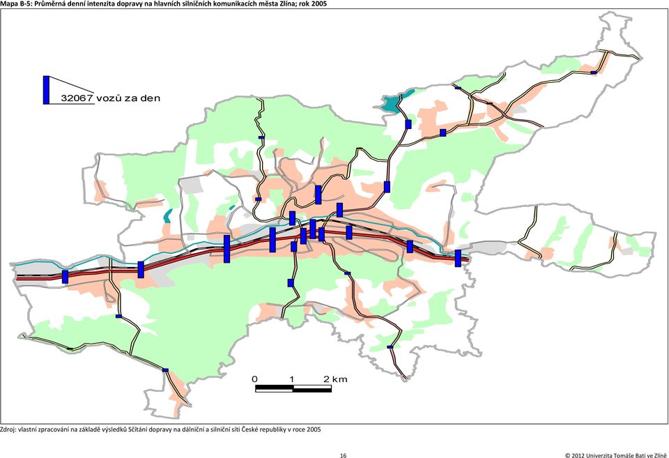 2005 Zdroj: vlastní zpracování na základě výsledků Sčítání dopravy na