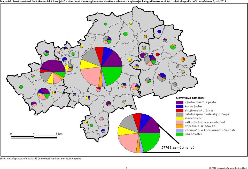 podle počtu zaměstnanců; rok 2011 Zdroj: vlastní zpracování na základě