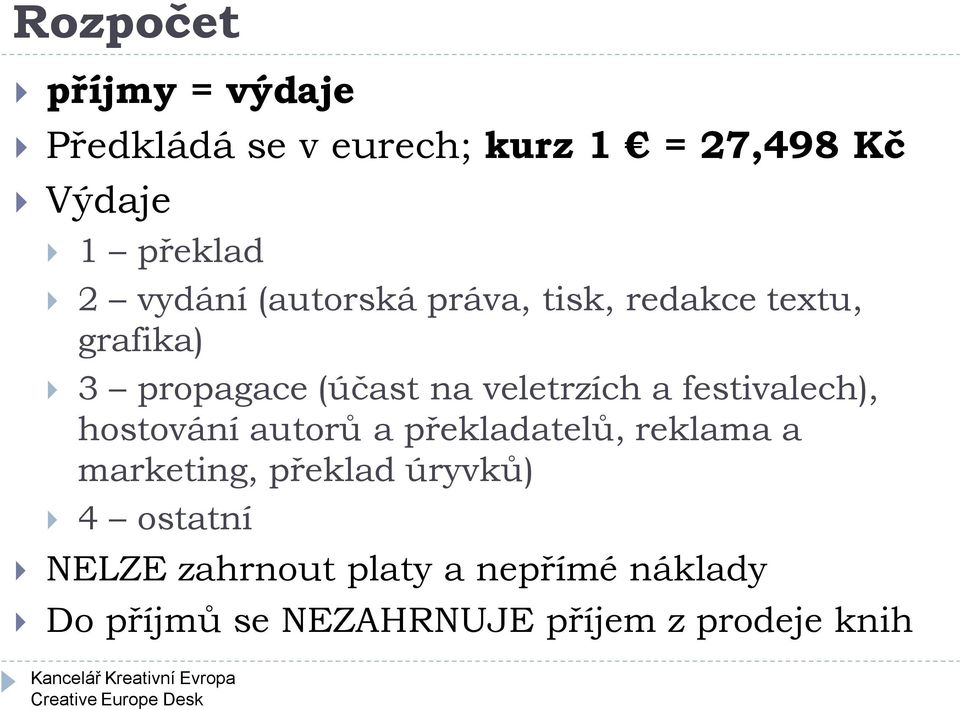 festivalech), hostování autorů a překladatelů, reklama a marketing, překlad úryvků) 4