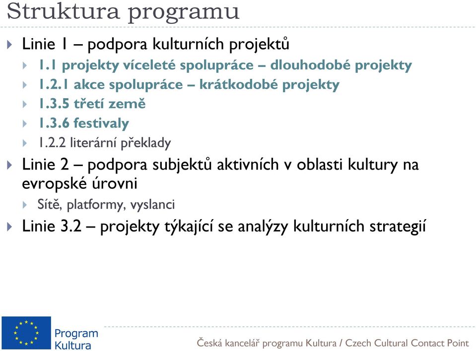 1 akce spolupráce krátkodobéprojekty 1.3.5 třetízemě 1.3.6 festivaly 1.2.