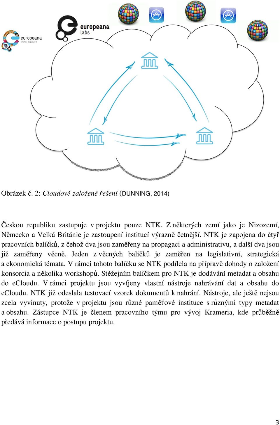 NTK je zapojena do čtyř pracovních balíčků, z čehož dva jsou zaměřeny na propagaci a administrativu, a další dva jsou již zaměřeny věcně.