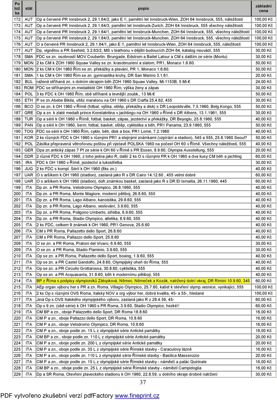 1.64/1, jako E!!, pamětní let Innsbruck-Wien, ZOH 64 Innsbruck, 555, náležitosti 100,00 Kč 177 AUT Dp, vignětou a PR Seefeld, 3.2.