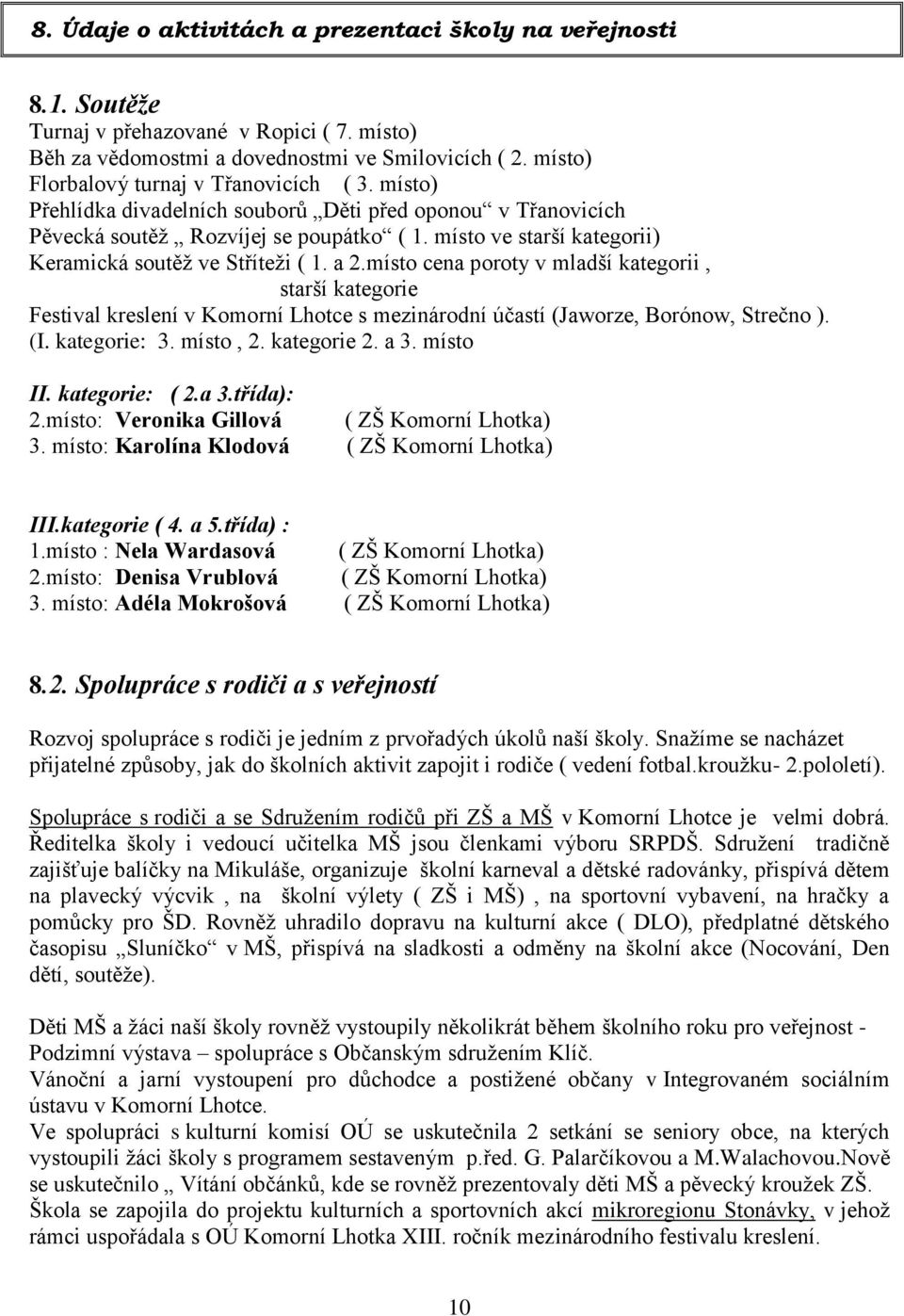 místo ve starší kategorii) Keramická soutěž ve Stříteži ( 1. a 2.