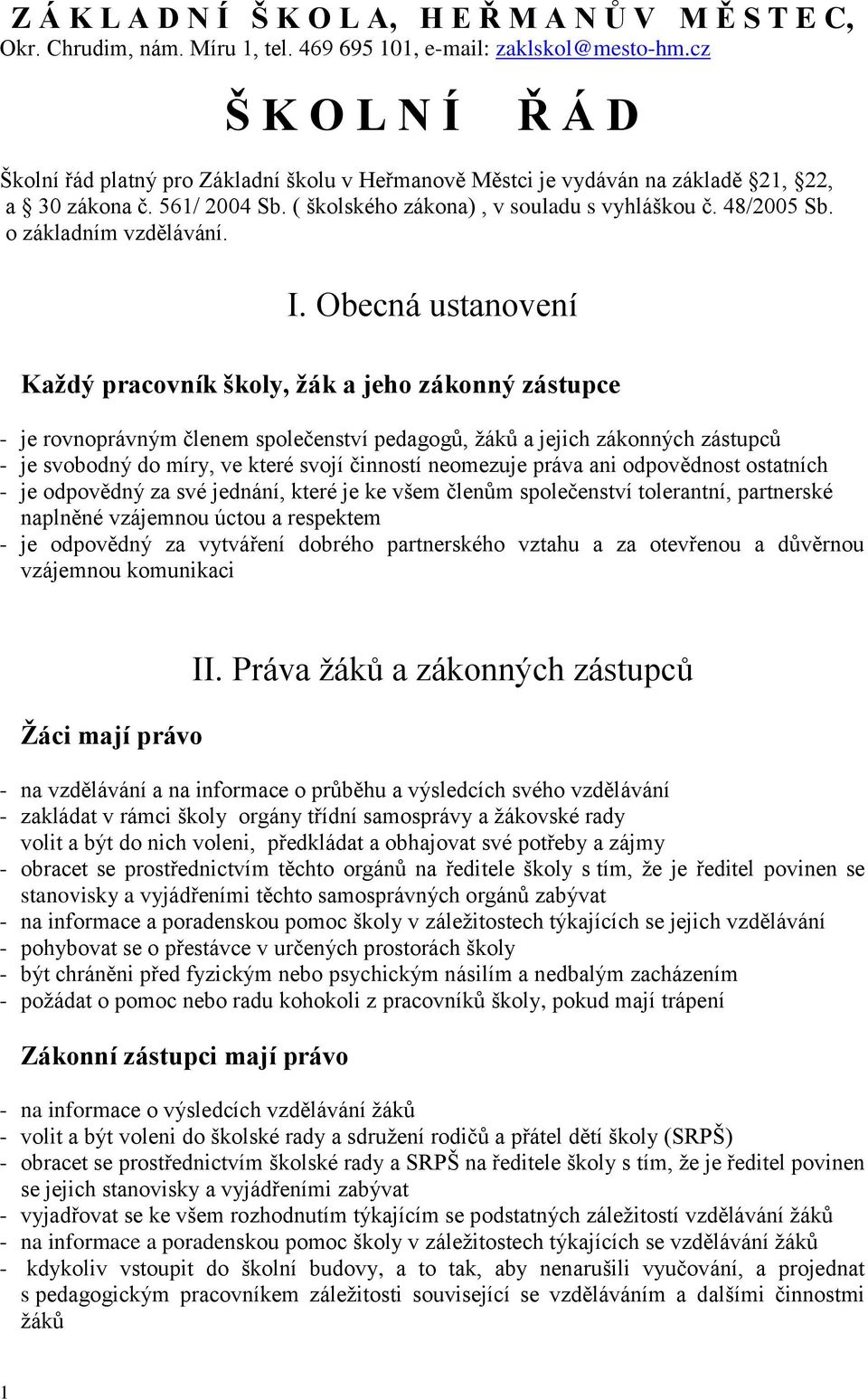 o základním vzdělávání. I.