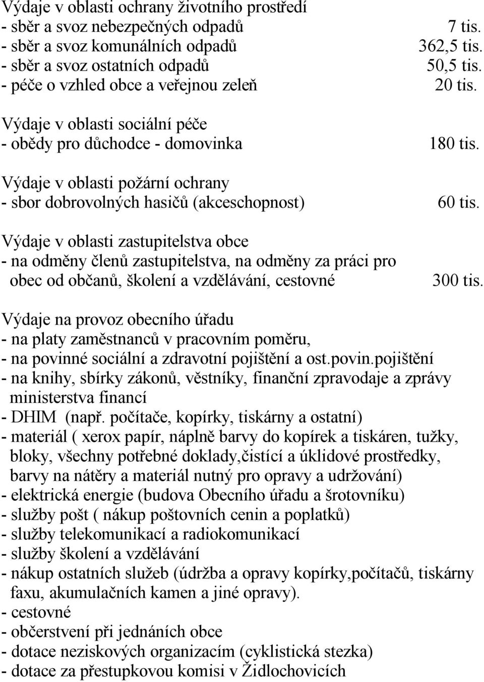 Výdaje v oblasti požární ochrany - sbor dobrovolných hasičů (akceschopnost) 60 tis.