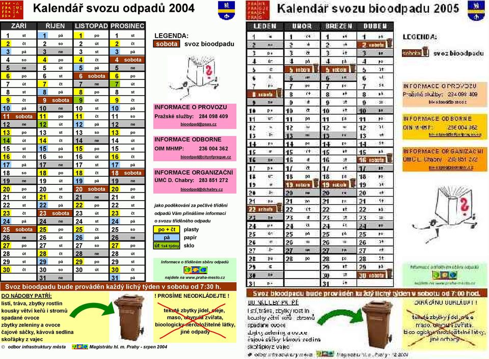 bioodpad@psas.cz ne 12 12 12 so po 13 13 13 INFORMACE ODBORNÉ ne 14 14 14 po OIM MHMP: 236 004 362 15 15 15 so bioodpad@cityofprague.
