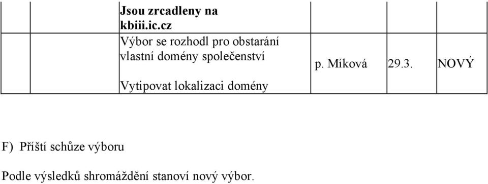 společenství Vytipovat lokalizaci domény p.