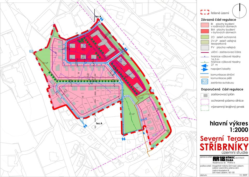 hranice výškové hladiny 16,5 m hranice výškové hladiny 27 m napojení lokality komunikace silniční komunikace pěší zastávka autobusu 790 m2 1056m2 19.