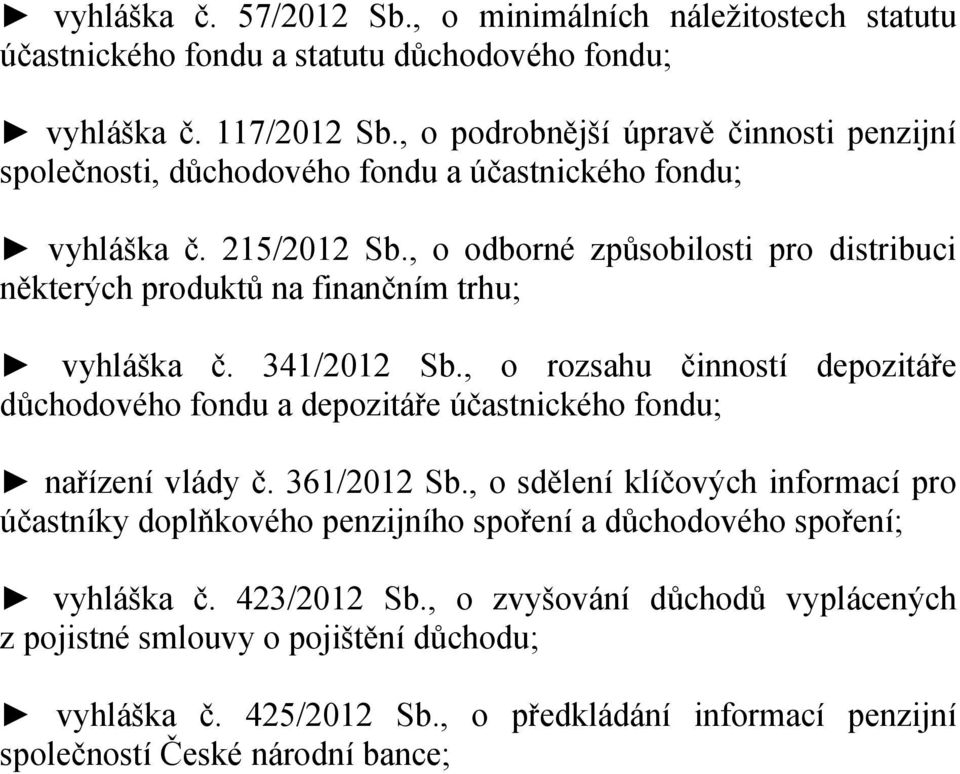 , o odborné způsobilosti pro distribuci některých produktů na finančním trhu; vyhláška č. 341/2012 Sb.