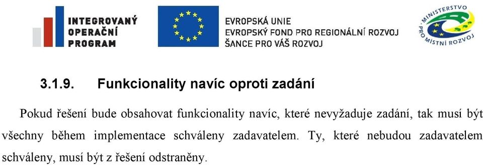 funkcionality navíc, které nevyžaduje zadání, tak musí být