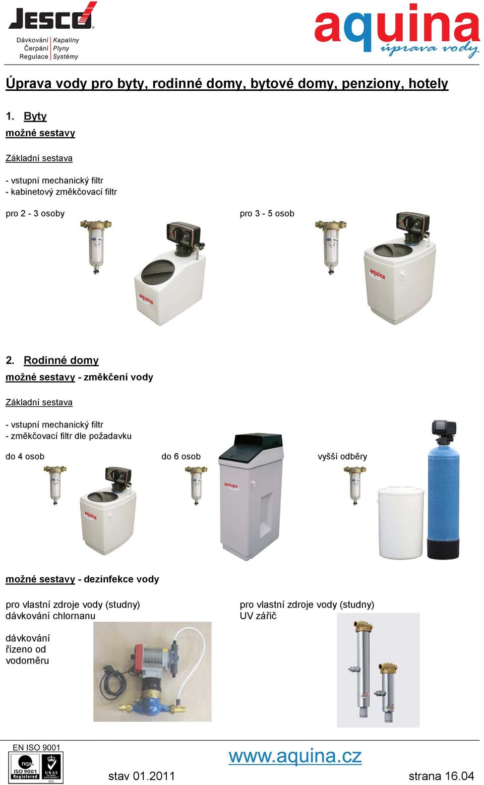 osob vyšší odběry možné sestavy - dezinfekce vody pro vlastní zdroje vody (studny) dávkování