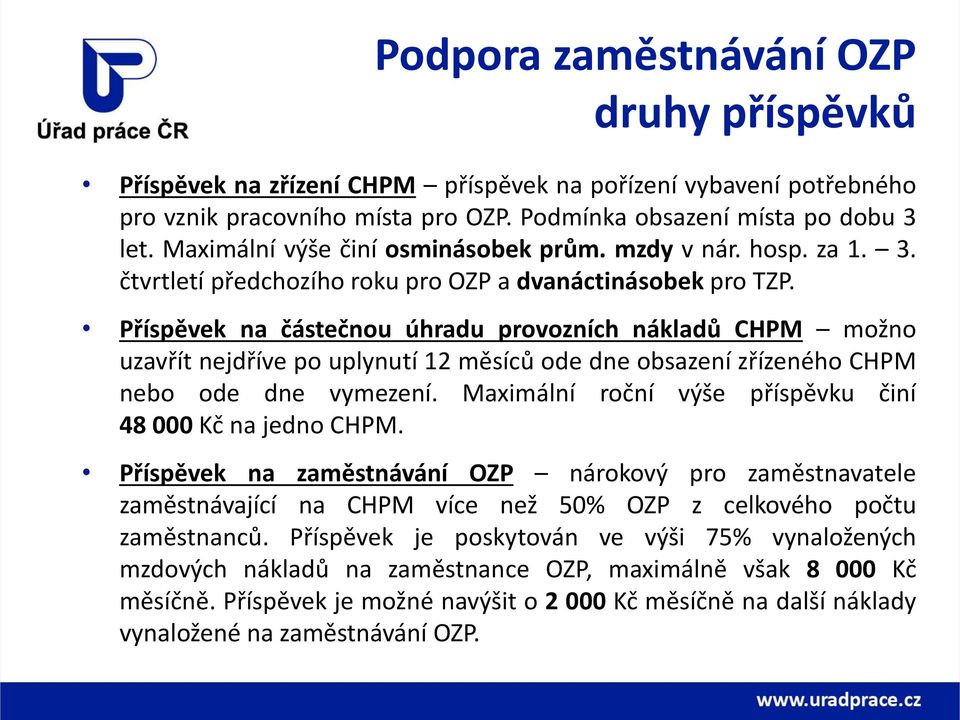 Příspěvek na částečnou úhradu provozních nákladů CHPM možno uzavřít nejdříve po uplynutí 12 měsíců ode dne obsazení zřízeného CHPM nebo ode dne vymezení.