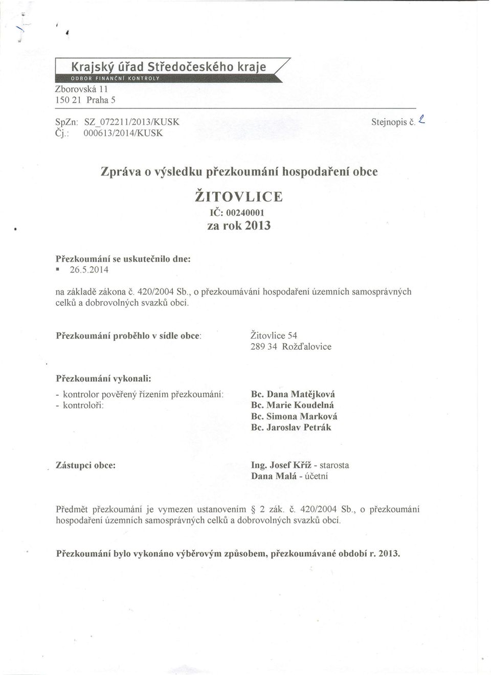 , o přezkoumávání celků a dobrovolných svazků obcí.