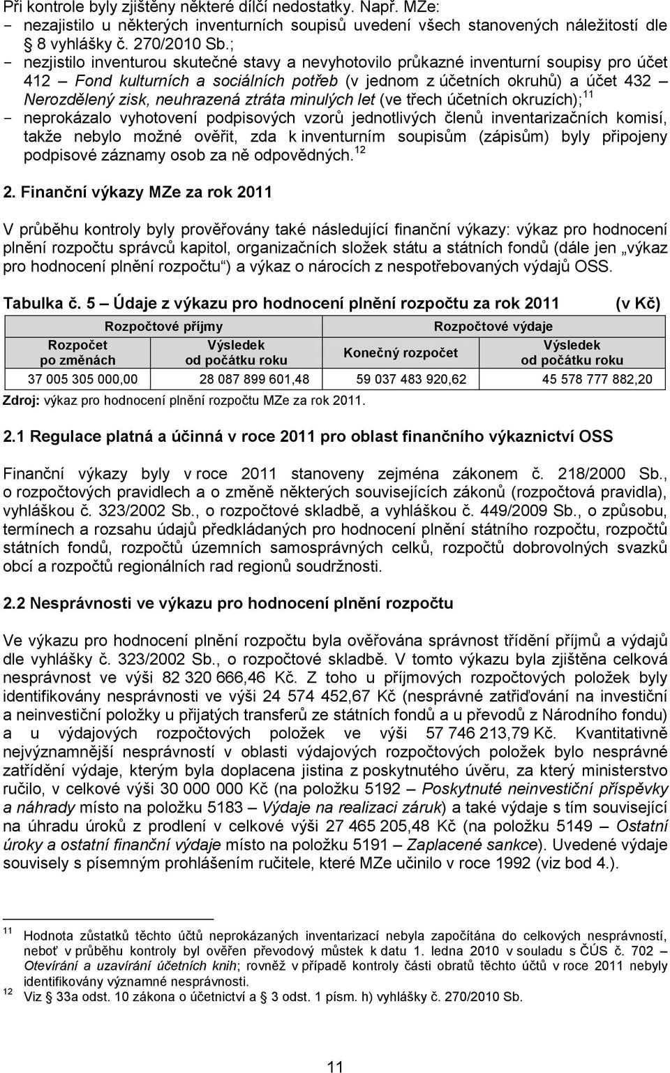 neuhrazená ztráta minulých let (ve třech účetních okruzích); 11 - neprokázalo vyhotovení podpisových vzorů jednotlivých členů inventarizačních komisí, takže nebylo možné ověřit, zda k inventurním