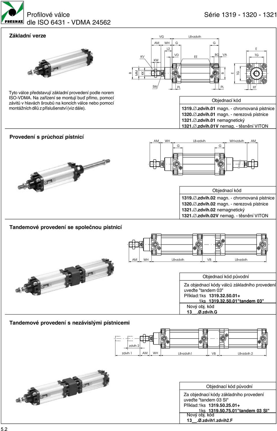 1 magn. nerezová pístnice.. zdvih.1 nemagnetický.. zdvih.1v nemag. těsnění VITON RT Provedení s průchozí pístnicí M W G L8+zdvih G W+zdvih M 131..zdvih.2 magn. chromovaná pístnice 13.. zdvih.2 magn. nerezová pístnice.. zdvih.2 nemagnetický.