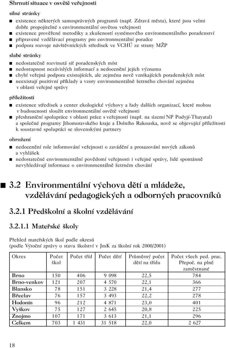 programy pro environmentální poradce podpora rozvoje návštìvnických støedisek ve VCHÚ ze strany MŽP slabé stránky nedostateènì rozvinutá sí poradenských míst nedostupnost nezávislých informací a