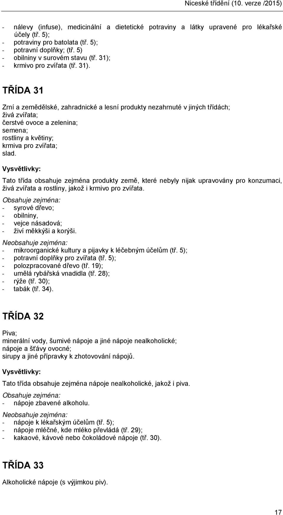 TŘÍDA 31 Zrní a zemědělské, zahradnické a lesní produkty nezahrnuté v jiných třídách; živá zvířata; čerstvé ovoce a zelenina; semena; rostliny a květiny; krmiva pro zvířata; slad.