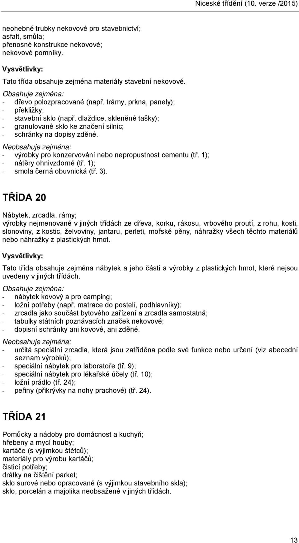 - výrobky pro konzervování nebo nepropustnost cementu (tř. 1); - nátěry ohnivzdorné (tř. 1); - smola černá obuvnická (tř. 3).