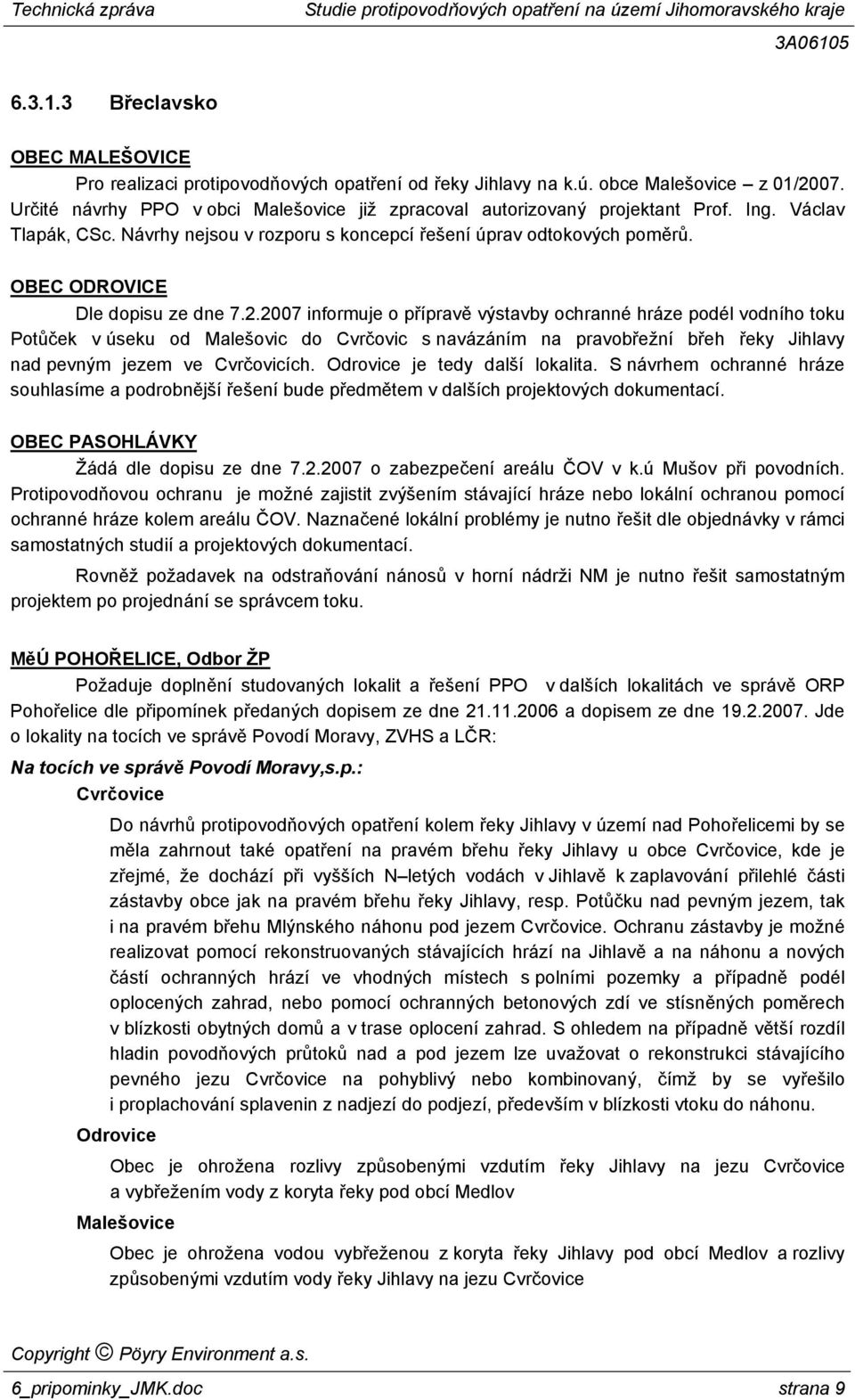 OBEC ODROVICE Dle dopisu ze dne 7.2.