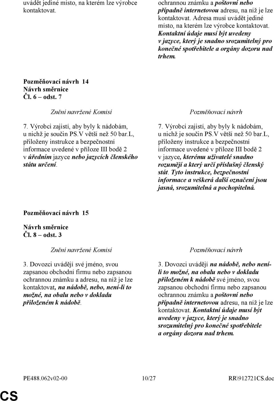 6 odst. 7 7. Výrobci zajistí, aby byly k nádobám, u nichž je součin PS.V větší než 50 bar.