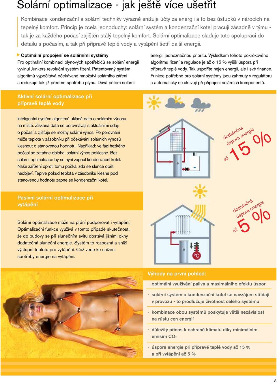 Solární optimalizace slaďuje tuto spolupráci do detailu s počasím, a tak při přípravě teplé vody a vytápění šetří další energii.