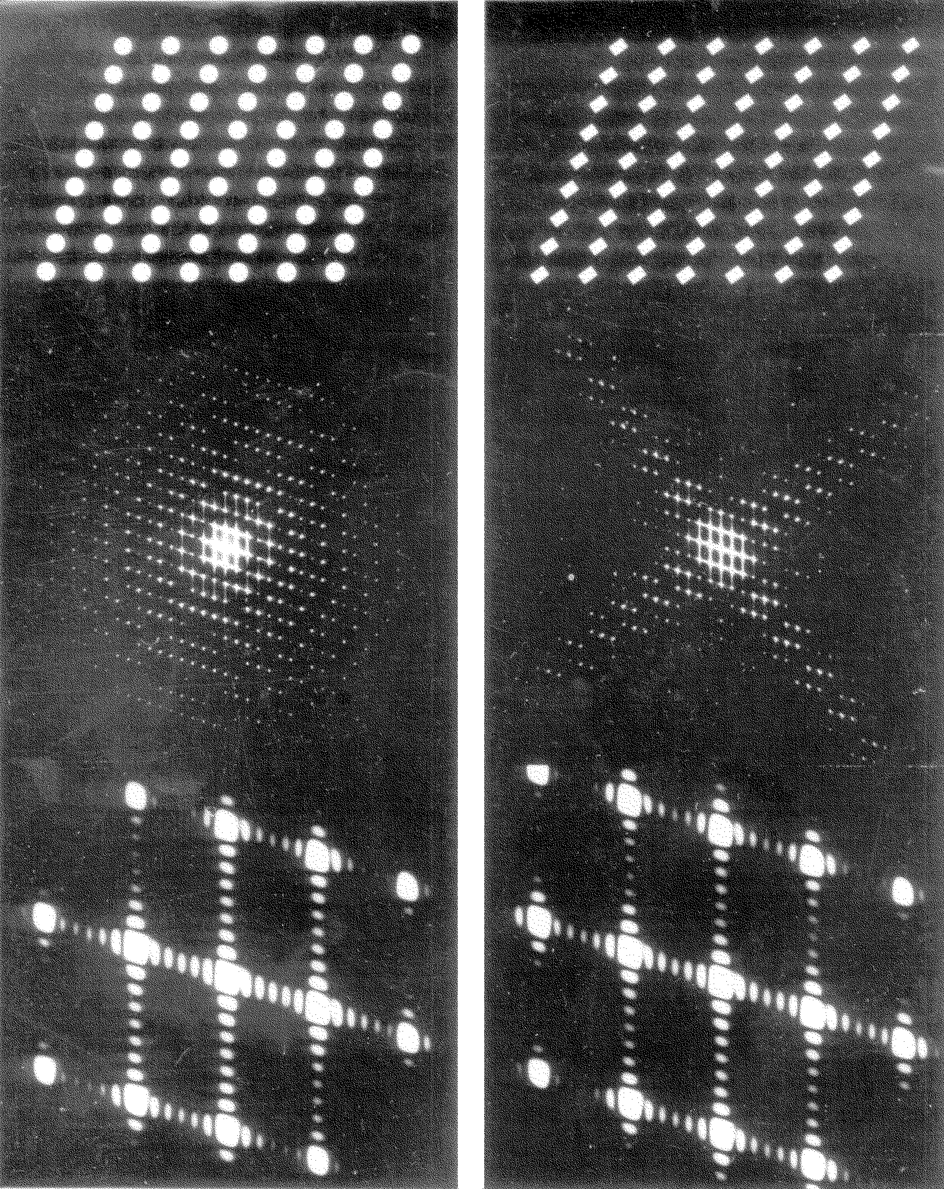 12 Obrázek 8: Fraunhoferova difrakce na dvojrozměrné mřížce. V horní části obrázku je táž dvojrozměrná mřížka tvořená jednou kruhovými, jednou obdélníkovými otvory.