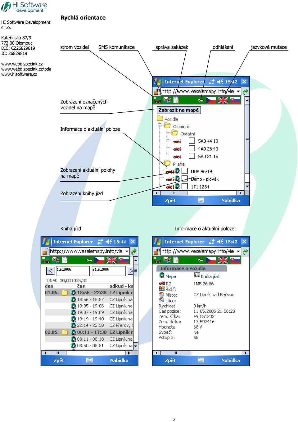 mapě Informace o aktuální poloze Zobrazení aktuální polohy na