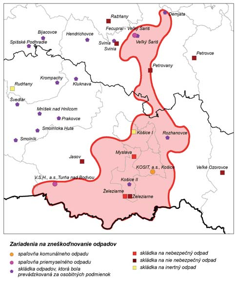 Graf 126. Spôsob nakladania s mi v Košicko-prešovskej zaťaženej oblasti v roku 2008 Mapa 28.