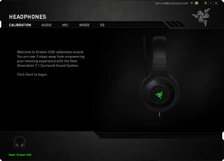 7. KONFIGURACE SLUCHÁTEK RAZER KRAKEN USB Upozornění: Abyste mohli využívat uvedené funkce, musíte se přihlásit do systému Razer Synapse.