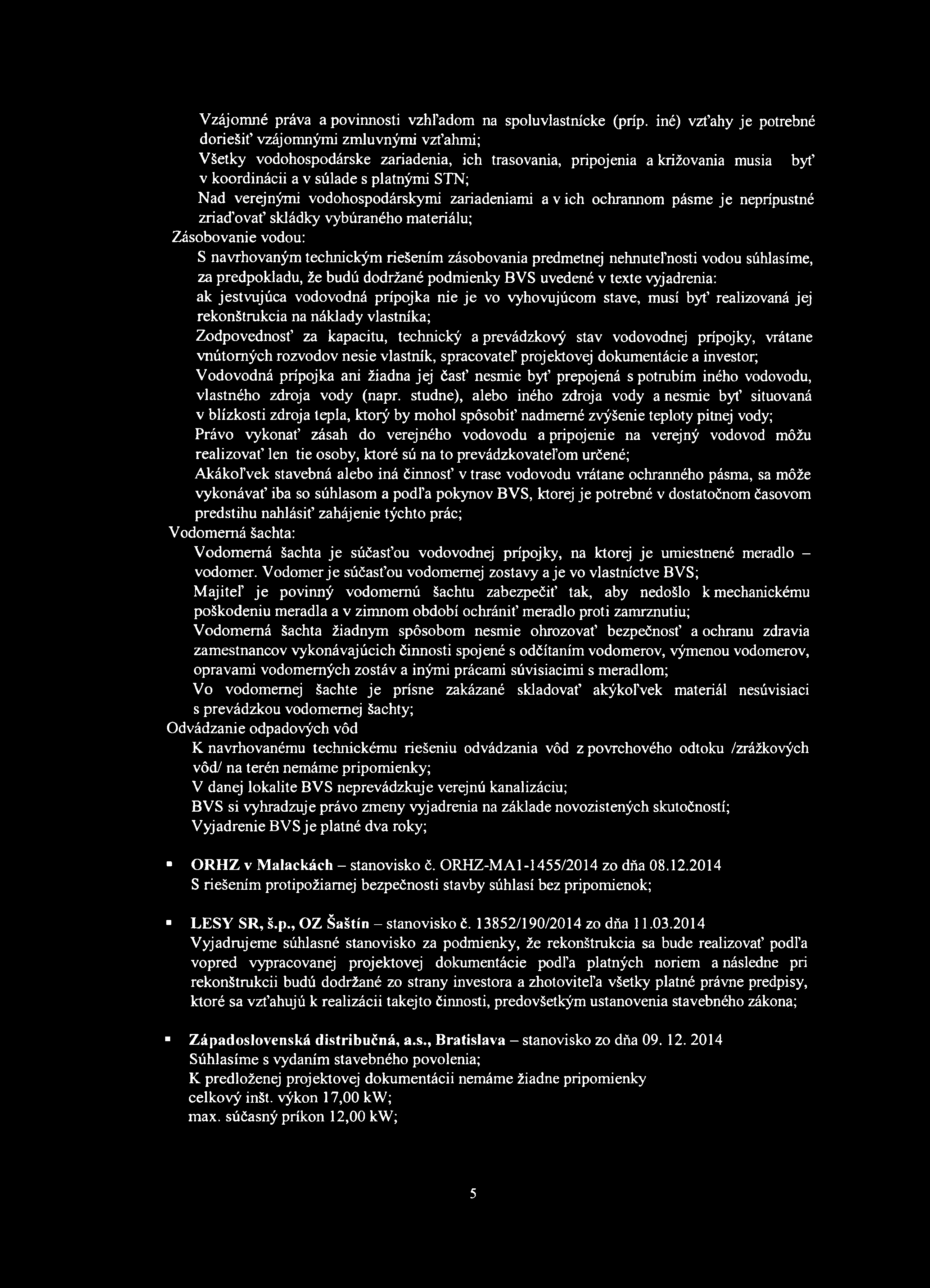 Vzájomné práva a povinnosti vzhľadom na spoluvlastm'cke (príp.