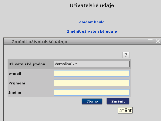6. Změna hesla a uživatelských údajů Po úspěšném přihlášení do systému můžete prostřednictvím tlačítka admin v horní části obrazovky (viz kapitola 5) zkontrolovat a změnit Vaše heslo pro přístup do