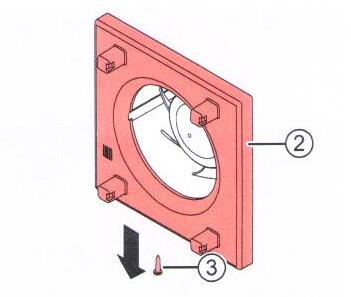 Posuňte horní díl vnitřního krytu (1) doprava dokud slyšitelně nevycvakne. Sejměte horní díl vnitřního krytu (1) z odtahového ventilátoru.