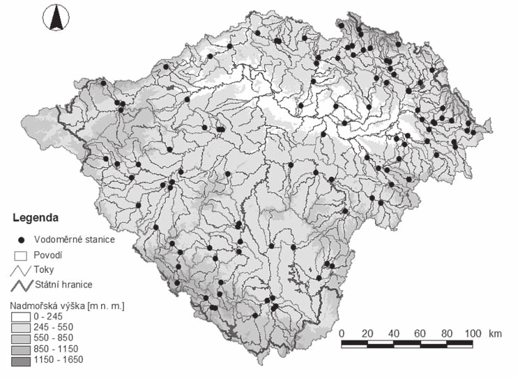 regionalizace povodí labe na základě sezonální analýzy výskytu povodní 93 Obr. 1 Vybrané vodoměrné stanice v povodí Labe.