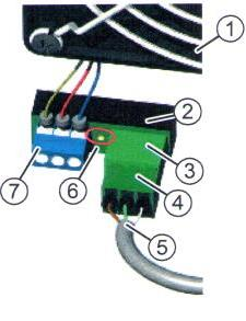 Zapojení ventilátorů - provozní režim přívod vzduchu / odtah 1 ventilátor 2 řídící sběrnice 3 konektor 4 protikus konektoru 5 kabel vedoucí k regulátoru 6 dioda 7 připojení na ventilátor zapojení v
