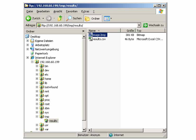 Obr. 215: RAM Disk snímače prostřednictvím Windows Explorer Další možnost přístupu k datům ve snímači je např.