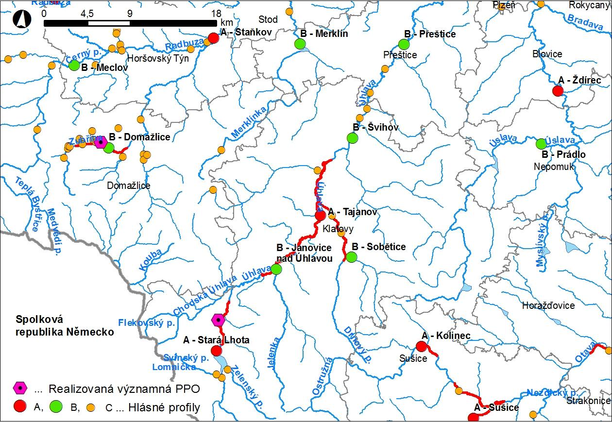 Obr. 2 Hydrografická mapa s dalším vodohospodářským obsahem 2 Charakteristika OsVPR 2.