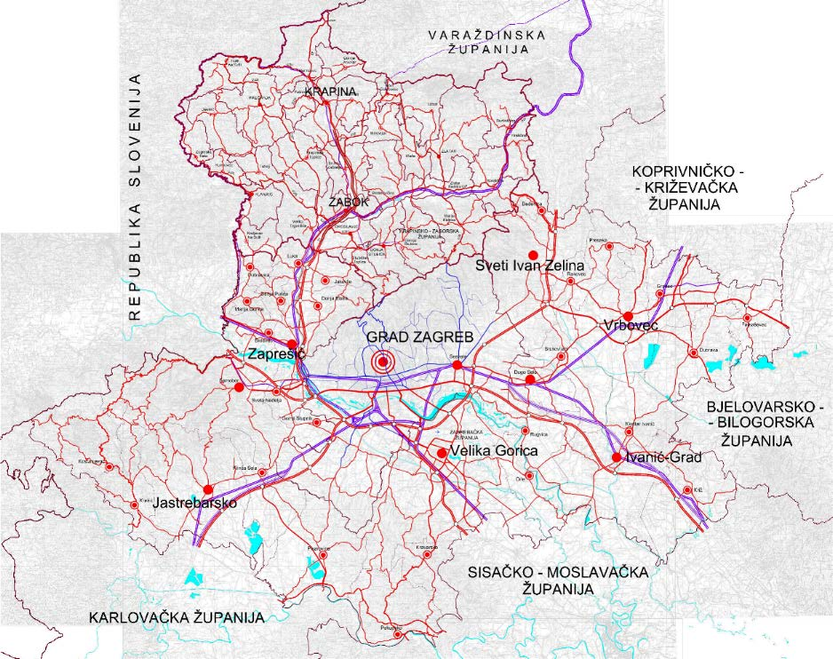 auto karta bjelovarsko bilogorske županije STUDIJA INTEGRIRANOG PROMETNOG SUSTAVA ZA GRAD ZAGREB, ZAGREBAČKU  auto karta bjelovarsko bilogorske županije