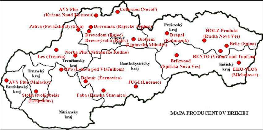 Mapa producentov