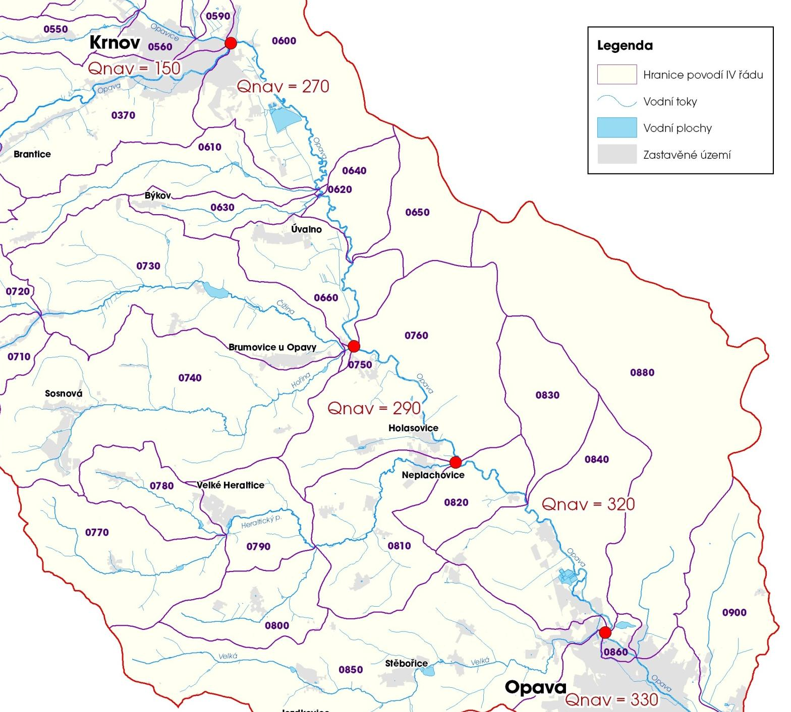 Návrhové parametry úprav na řece Opavě Sídlo Průtok Průtok ovlivněný Opava pod Opavicí 309 m 3 /s 270 m