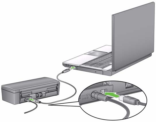 4. Datový kabel USB zapojte do portu USB skeneru, který se nachází na zadní části skeneru. 5.