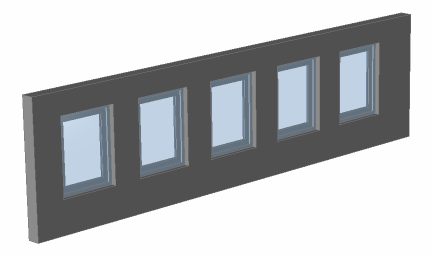 BricsCAD > Panel nástrojů BIM nebo stiskněte ENTER a počet kopií zadejte číselně (na obrázku byla zadána hodnota 3, první kopie vznikla standardním kopírováním): Vlastní okna a dveře BricsCAD