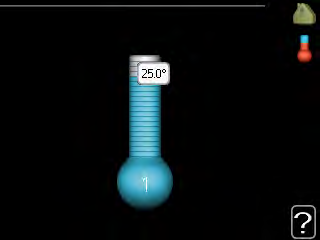 Nabídka 1.1 teplota V nabídce 1.1 zvolte vytápění nebo chlazení a potom nastavte požadovanou teplotu v další nabídce teplota vytápění/chlazení.