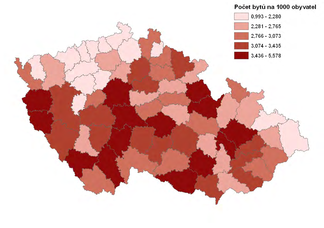Obr 2. Průměrný počet zahajovaných bytů na 1 000 obyv.