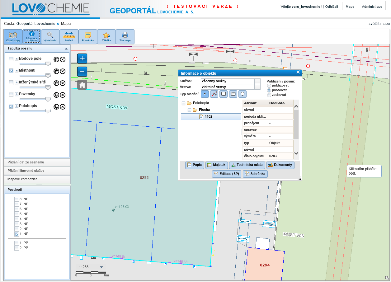 WEBOVÝ KLIENT GIS Geoportál Nástroj pro prohlížení mapových služeb a atributových dat Přístup přes webové rozhraní kompatibilita se všemi typy internetových prohlížečů Ověřování