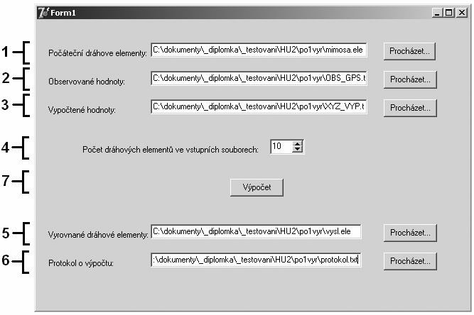 kde poslední řádek je nepovnný. Po stsknutí tlačítka Načt se dáhové element obaí v příslušných edtačních řádkách. Komě načítání e soubou je můžeme adat také učně.