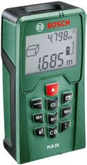 PLR 25 a PLR 50 Laserové merače vzdialeností od firmy Bosch Presný bod merania sa zobrazuje prostredníctvom laserového bodu do vzdialenosti až 25 m (PLR 25), príp. 50 m (PLR 50).