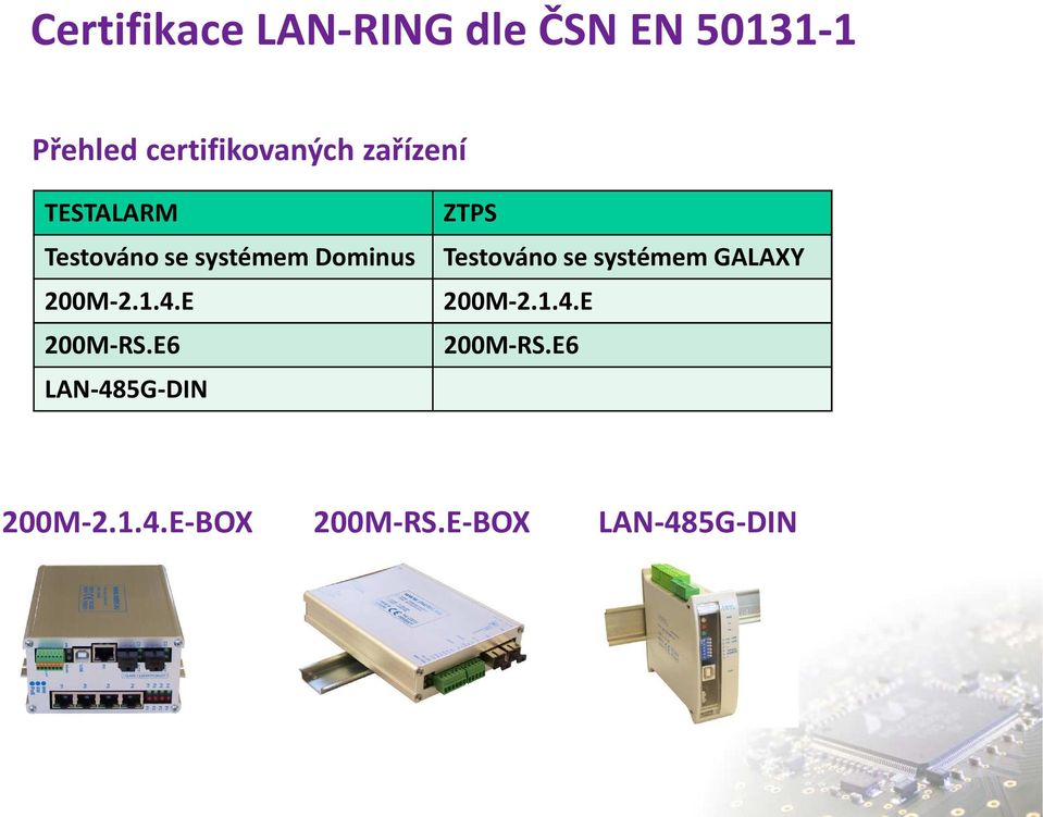 Dominus Testováno se systémem GALAXY 200M-2.1.4.E 200M-2.1.4.E 200M-RS.