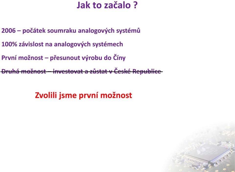 závislost na analogových systémech BOX První možnost