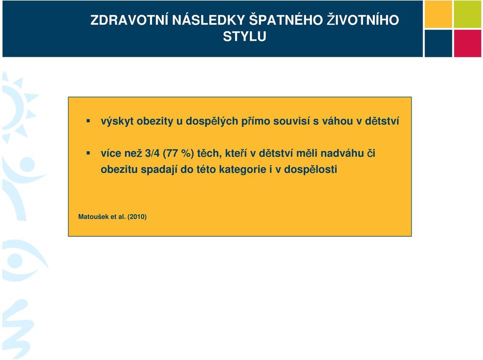 než 3/4 (77 %) těch, kteří v dětství měli nadváhu či